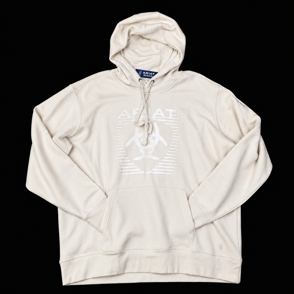 Ariat‎ REAL Logo Graphic Hoodie Sweatshirt Women XXL Cream Western Cowgirl NWT